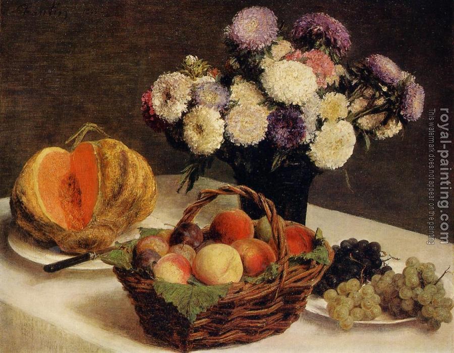 Henri Fantin-Latour : Flowers and Fruit, a Melon Henri Fantin-Latour : Flowers and Fruit, a Melon